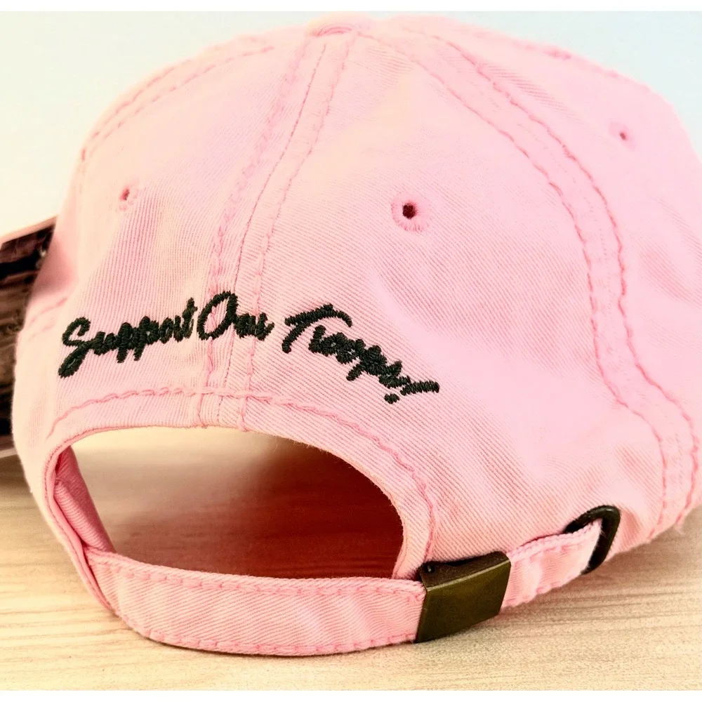 KBETHOS Vintage Pink Distressed Baseball Cap Support Our Troops Black Ribbon Hat